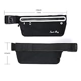 Wasserresistente Ultra Thin Elastische Gürteltasche, Alfort Unisex Sport Hüfttasche Flache Bauchtasche mit Kopfhöreranlass Geeignet für iPhone 7 / 7 Plus, Samsung Galaxy S8 / S8 + , Sony Xperia / Huawei / Android etc alle Handys unter 6,3 Zoll, Laufen Handytasche mit reißverschluss, Reflektierenden Streifen für Nachtsichtbarkeit für Fitness Jogging Fahrradfahren Sporttasche (Schwarz) - 