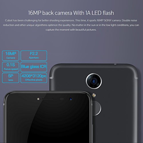 CUBOT NOTE plus Smartphone 5,2 Pollici FHD Schermo 4G Smartphone, Android 7.0 Quad-core 1,5GHz, 3GB RAM 32GB ROM, Fotocamera Posteriore 16.0MP Frontale 16.0MP, Dual Sim, Cellulare Ultra Sottile Ultra Leggero Design (Nero)
