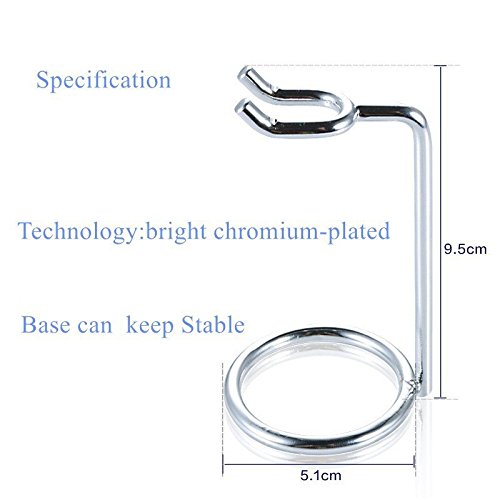 Yosoo Men Metal Art Shaving Brush Stand Holder Razor Base Chromed Silver Shaving Razor Beard Clean Shaver Kit Cartridge… - Image 4