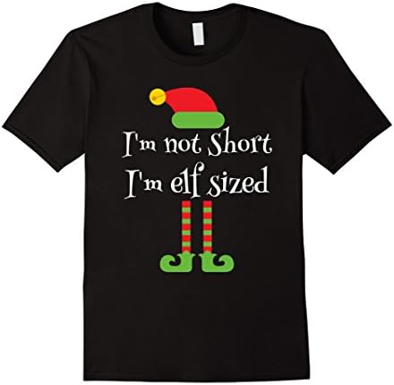 Men's I'm Not Short, I'm Elf Sized Funny Christmas T-Shirt Small Black