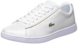 zapatillas lacoste mujer doradas Suela de goma clásica Lacoste Carnaby EVO 118 6 SPW, Zapatillas para Mujer, Blanco (Wht/Gld 216), 37 EU