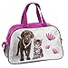Produktbild Ragusa-Trade Studio Pets - Hunde Welpen Sporttasche Reisetasche mit süßem Labrador Welpen und Kätzchen als Motiv (RLA) für Jungen und Mädchen, grau/rosa, 40 x 25 x 13 cm
