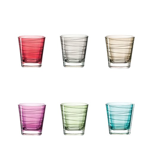Leonardo Vario Becher Set, 6er Set, Klein, Trinkbecher, Wasserbecher, Farbig Sortiert, Glas, 170 ml, 47286