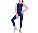 Produktbild Swallowuk Kinder Mädchen Jungen Sonnenschutz Surfen Anzüge Strand Badeanzug Bademode Jumpsuit Lange Ärmel Overall Schwimmanzug Neoprenanzug (L, Blau)