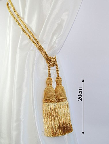 Doppelquaste 200mm – Raffhalter Gardinen /Vorhänge + Kordel Honig – Quasten Gardinen Vorhang Avideso - 2