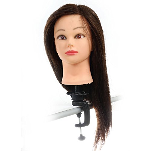 Hairdressing Mannequin 98% Real Human Hair 22 Inch,CoastaCloud Professional Training Head Model Hairdresser Human Hair with Clamp
