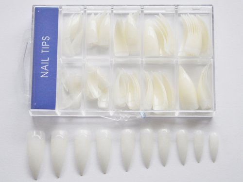 KM-Nails 100 Stiletto Tips natur farben sortiert in Box