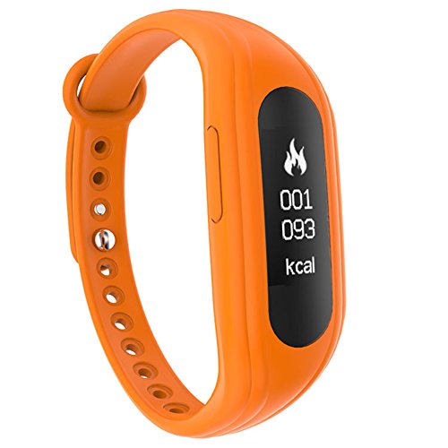 Preisvergleich Produktbild Fitness-Tracker Pulsmesser Wireless Smart Armband wasserdicht Activity Tracker Schrittzähler Armband Schlaf-Monitor Smartwatch für Android und IOS Smartphones(Orange)