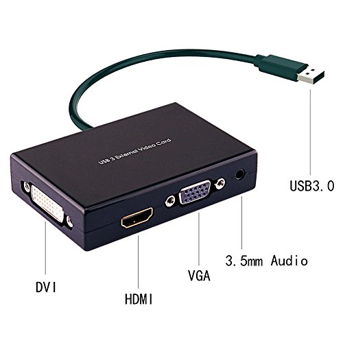 XinXu USB 3.0 auf HDMI / DVI / VGA Externe Video Grafikkarte Dual Monitor Adapter – Monitore bis zu 2048×1152 / 1920×1080 unterstützt XP / Vista / Windows 7 / Windows 8.1 / Windows 10 / Mac OS 10.6 - 4