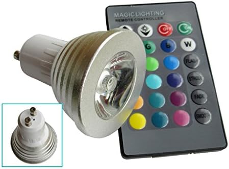 RGB led Lamp max 3watt GU10 dc230 Volt illum.120° angle of development of 16 different colours and different modes of flashing light and grading