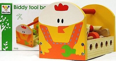 Allkindathings Childrens Wooden Rooster Tool Box Toy Nuts Bolts Hammer Screwdriver