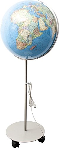 Preisvergleich Produktbild COLUMBUS DUO: Standglobus, handkaschiert, politisch / physisch, 51 cm Durchmesser, Fuß und Meridian edelstahl, ting-kompatibel, TING: Informationen über Bevölkerungszahlen und Haupstädte