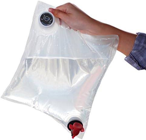 Giant 3L Plastic Drink Flasks (2 Pack) – Bag in Box Reusable Wine Bags – Leak-Proof, Clear, Portable, Foldable – Storage…