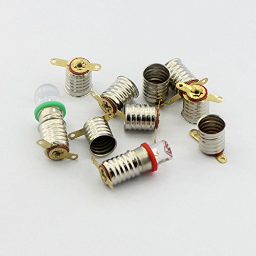 GutReise 10pcs e10 3v 4.5v 6v 12v 24v spot led birne lampen warm weiß ,gelb ,blau, grün, rot ,kalt weiße + 10pcs e10 basis (24 v, Warm – weiß) - 4