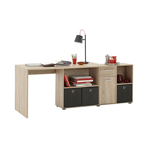 FMD Möbel 353-001 Winkelkombination LEX Tisch circa 136 x 75 x 68 cm, montiert Regal circa 137 x 71 x 33 cm, eiche - 4