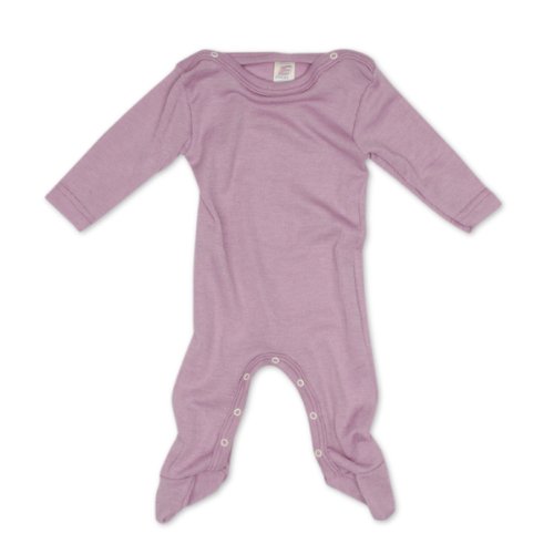 Organic Merino Wool 70% and Mulberry Silk 30% Sleepsuit Babygrow Romper Lilac (86/92 12-24m)