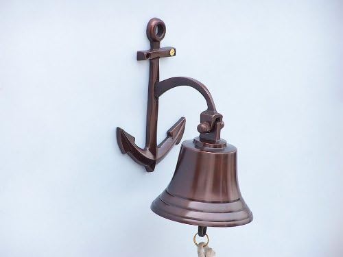Antique Copper Hanging Anchor Bell 8"