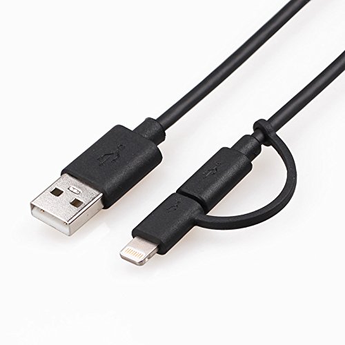 [Apple-MFI Certified] Wkae & reg; 2-in-1-Blitz zum USB-Kabel 8pin + Micro USB Ladekabel / Daten-Synchronisierungs-Kabel für iPhone5 / 5s / 5c / 6/6 Plus Apple iPad Mini / IPAD AIR / iPod nano / iPod Touch / Samsung Galaxy S4 / S3 / Galaxy Tab Tablet PC Laptop Smartphone 1M (Black) - 2
