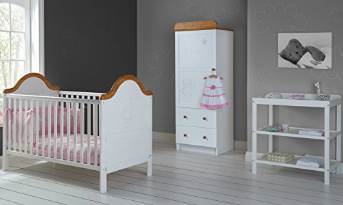 Obaby B is for Bear 3 Piece Single Furniture Set - White with Pine Trim