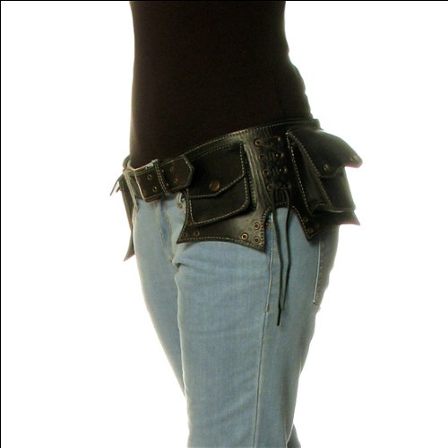 Eyes of India - Negro o Marrón Correa de Cuero Hip Riñonera Bolso Bolsa Riñonera Utilidad Bolsillo Viaje - Negro, Negro #4