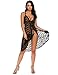 Produktbild Damen Reizwäsche Spitze Transparent Babydoll Kleid Tiefer V-Ausschnitt Sexy Nachtkleid Nachthemd Lingerie Kleid Dessous Set mit G-String (XL, W Schwarz)