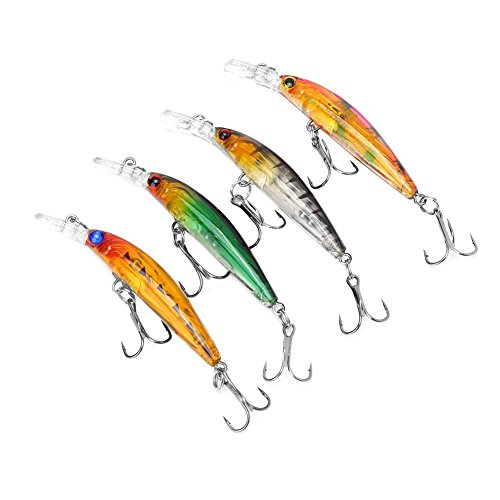 Zerone Pêche Leurre Kits Rivière Dur Pêche Brochet Truite Muskie Swimbait Jig Clips 4Colors Leurres