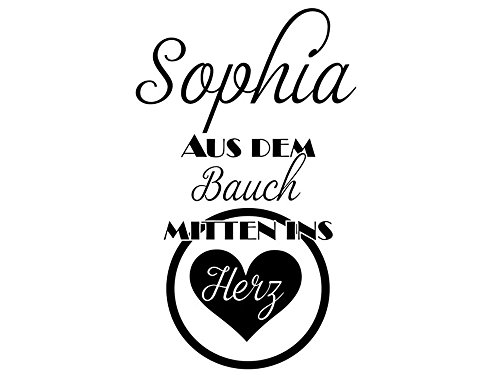 Mobel Wohnen Dekoration Wandtattoos Wandbilder Wandtattoo Kinderzimmer Aus Dem Bauch Mitten Ins Herz Mit Wunschname Nr 3