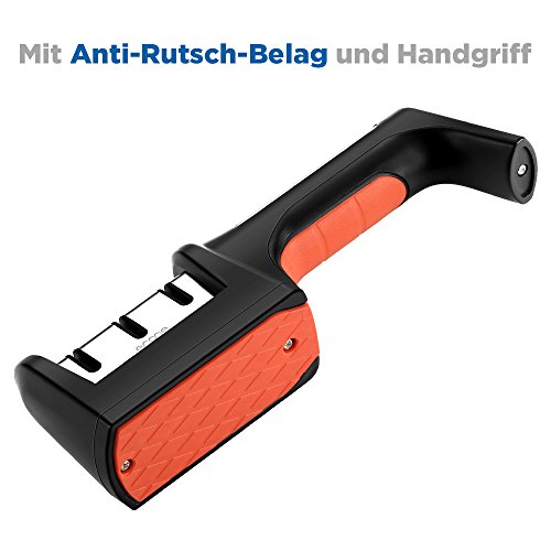 Manuelle Messerschärfer küchenmesser messerschleifer Knife Sharpener 3-Stufen Profi Rad Schleif für aller Größen Kochmesser Obstmesser usw - 4