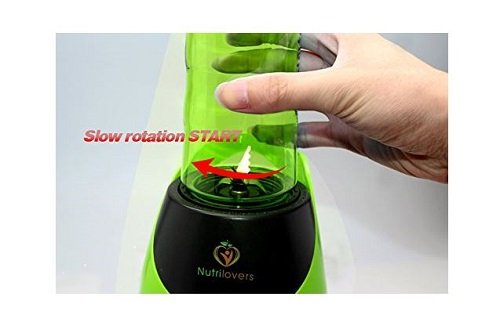 NUTRILOVERS Smoothie-Maker mit Trink-Flasche to GO (BPA-frei) – Mini-Stand-Mixer/Edelstahl-Messer, bis zu 23.000U/min, 0,4PS Motor (300 Watt) – grün - 3