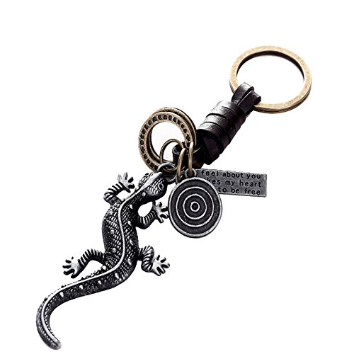 Gecko Lagartija Estilo Cuero Llavero Llavero Colgante De La Cadena (Colores Aleatorios)