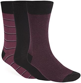 Alexandre Silver Label Alexandre of England Pack of 3 Pairs of Stripe Socks 0044427S by Suit Direct Burgundy NS