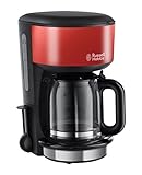 Warmhalteplatte Russell Hobbs Kaffeemaschine Colours Plus+ Flame Red, 1.25l, Brausekopf Technologie, Glaskanne, 1000 Watt, Filter-Kaffeemaschine 20131-56, rot/schwarz