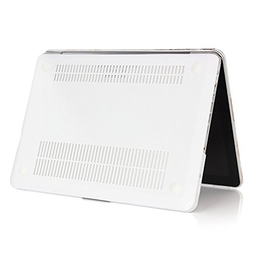 Se7enline Fashion Soft-Touch-Kunststoff Hardcover-Schutzhülle für Macbook, mit schwarzem Silikon-Tastenschutz und transparenter LCD Displayschutzfolie, Design: schwarze Kreise Marble Pattern White/Gold Macbook Pro 13“ Retina (Model A1502/A1425) - 6