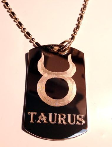 Celtic Zodiac Signs Sign Taurus Bull Horns Symbol - Military Dog Tag, Luggage Tag Key Chain Metal Chain Necklace by Dog Tags