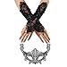 Price comparison product image Ciaoed Masquerade Ball Masks for Women With Black Lace Gloves Party Mask Adults ,Lady Girl Lace Eye Mask and Fingerless Gothic Gloves,for Prom Halloween /Christmas/Venetian Carnival Masquerade Party Night Fancy Dress - Black