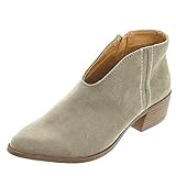  Botines Mujer Tacon Ancho Ante Cuero Tobillo Botas Piel Ankle Boots 4 Cm Cremallera Moda Comodos Verano Primavera Gris 43