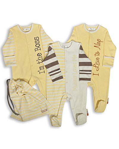 The Essential One - 3 Pack Cream Slogan Sleepsuits - ESS118