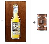  Gaffels Fass Brause Zitrone - Holz Reklame/Werbetafel mit Beleuchtung cs. 62x30,5cm + Goldberg Intense Ginger 0,15l EINWEG