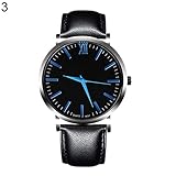 Armbanduhren Mode-Accessoires, r?mische Zahl Unisex runde Zifferblatt Kunstleder Quarz Business Armbanduhr - 3#