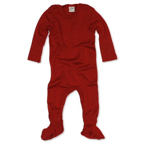 Lilano - Long Sleeve Body0-2 months (Height 18-22 inch) (Size 50), Red, 70% Organic Merino Wool, 30% Silk