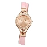 Rosa und Rose Gold Doppel Wrap Damen Armbanduhr - Swarovski Crystal verschönert