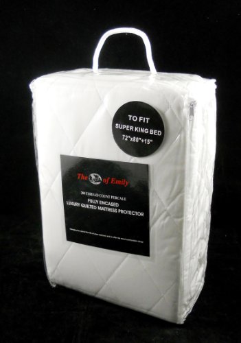 Luxury Super King Size 15" Extra Deep Fully Enclosed / Encased Quilted Mattress Protector Cover