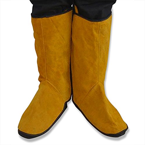 Nuzamas Une paire de protection de chaussures pour soudage en cuir de vache, retardateur d'inflammation