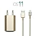 IProtect Set 2en1 : câble USB de charge + adaptateur pour 5 5s 5c SE, iPhone 6 6 Plus 6s 6s Plus, iPhone 7 7 Plus, iPhone 8 8 Plus, iPhone X, iPad en doré