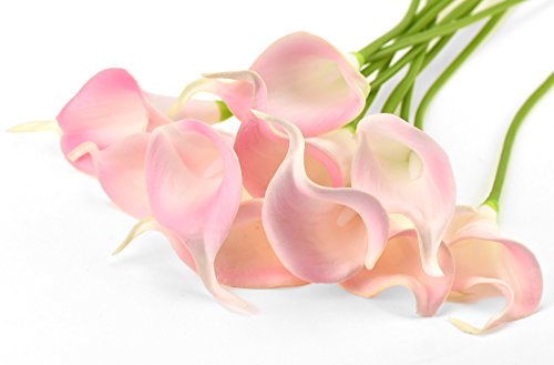 FiveSeasonStuff 10 Stück Qualität Gefühlsecht (Real Touch) Calla-Lilien-künstliche Blumen-Bouquet Dekoration, ideal für die Hochzeit, Braut, Party, Zuhause, Büro Dekor DIY (Rosa) - 2