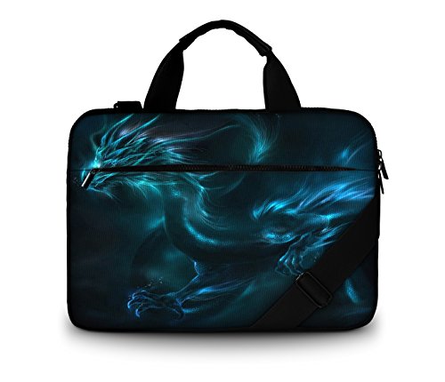 Luxburg® - Bolso acolchado con bandolera para ordenador portátil, bolsa de hombro multifuncional Dragon 