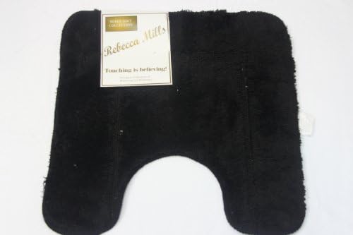 Black Pedestal Mat Luxury Long Pile Non Slip Bathroom Mat Rug 50x50 Cm Black