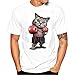 Produktbild SanKidv T-Shirt Herren Weiß T-Shirt Herren Weiß V-Ausschnitt MäNner Drucken T-Shirt Kurzarm T-Shirt Bluse T-Shirt Herren Weiß Slim Fit Stretch T-Shirt Herren 4XL Katzen Motive