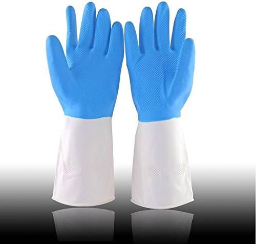 SJSHOUTAO Double colored latex gloves, light household gloves, rubber gloves, thickening laundry and washing dishes.Resist Strong Acid, Alkali and OilPuncture