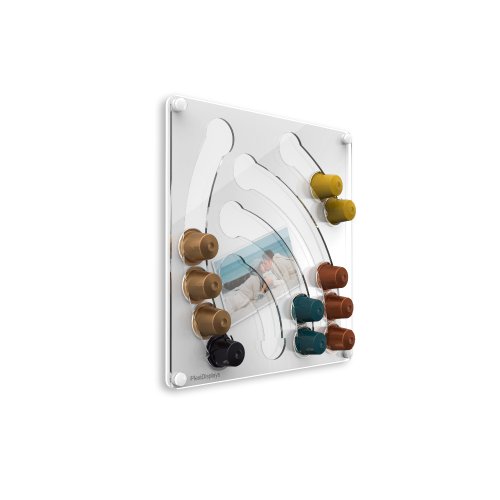 Plexidisplays 1303111 Wand-Kapselhalter für Nespresso-Kapseln, Design Wasserfall Mini, 29 x 29 cm, weiß - 3
